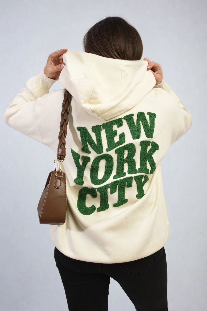 New York City Print Knitted Hoodie