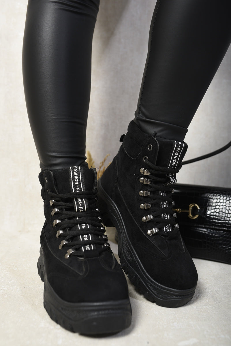 Chunky Lace-Up Platform Ankle Boots