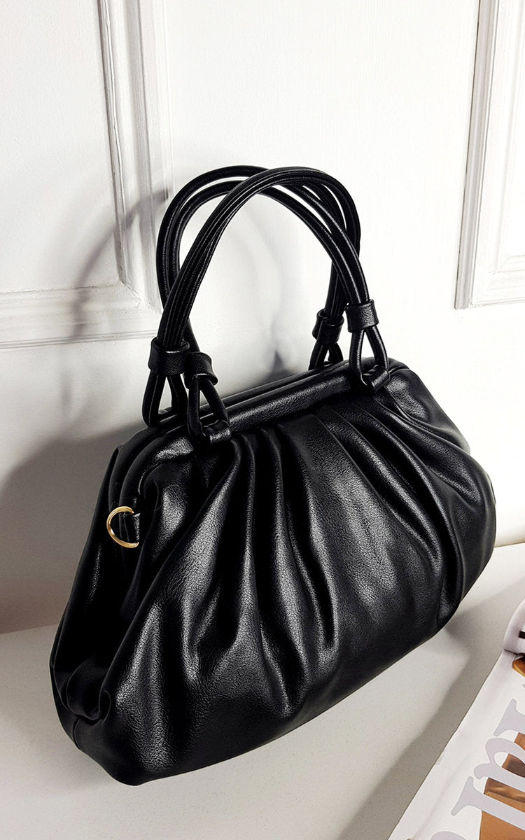 Faux Leather Bag with Handle Detail