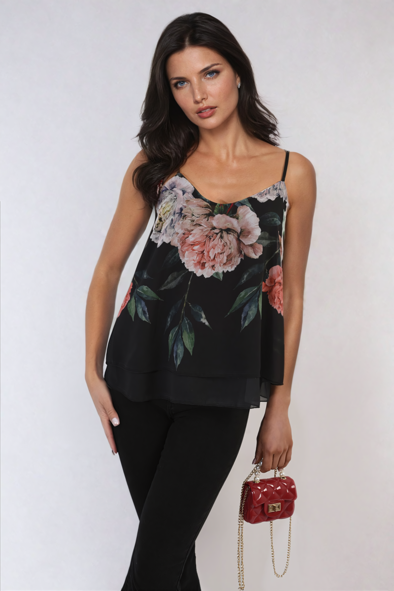 Floral Print Layered Cami Top