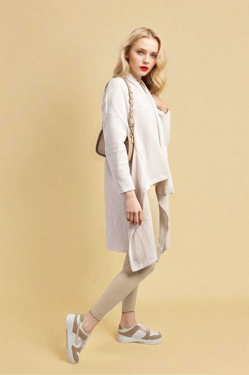 Open Front Long Back Knitted Cardigan