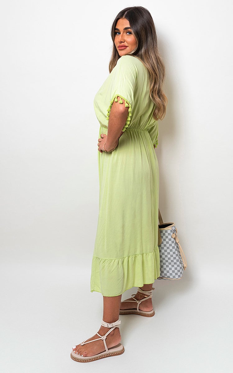 V-Neck Rope Tassel Detail Maxi Dress Sizes S/M M/L