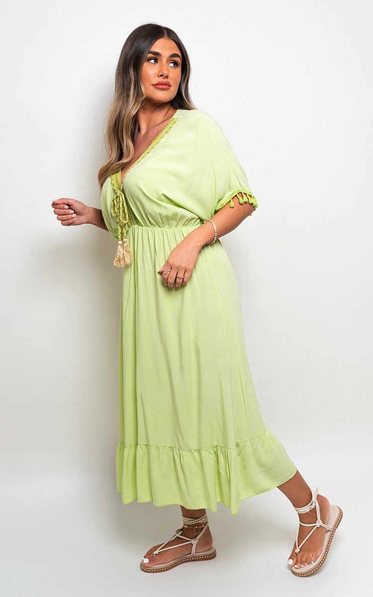 V-Neck Rope Tassel Detail Maxi Dress Sizes S/M M/L