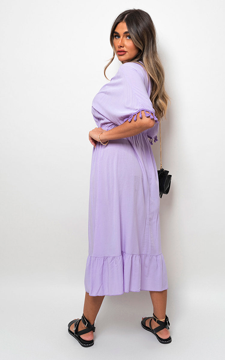 V-Neck Rope Tassel Detail Maxi Dress Sizes S/M M/L