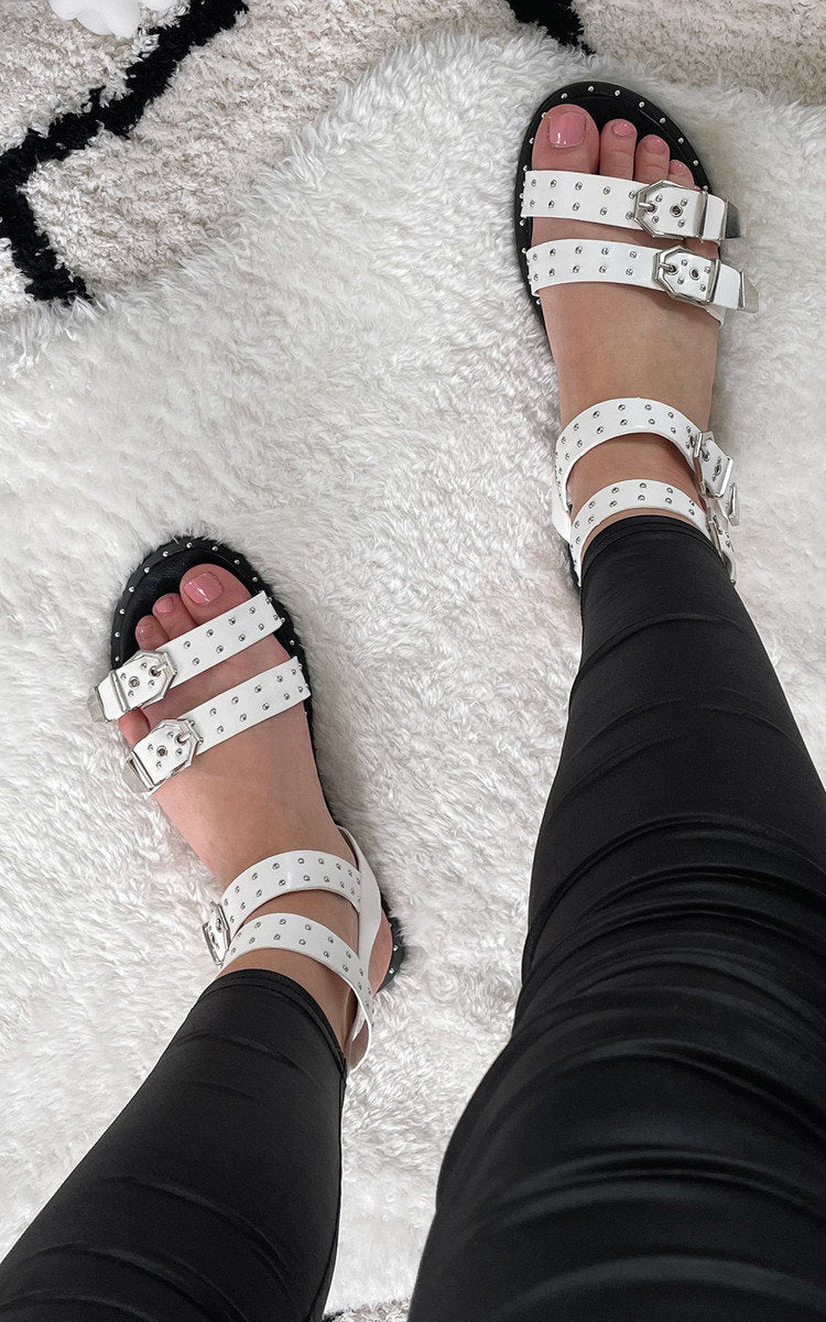 Studded Double Buckle Sliders