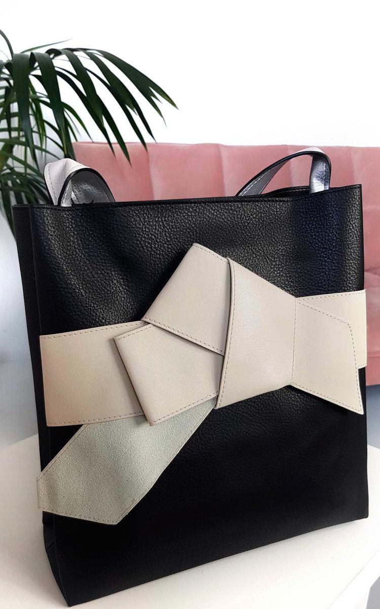 Colour Block Bow Tote Handbag