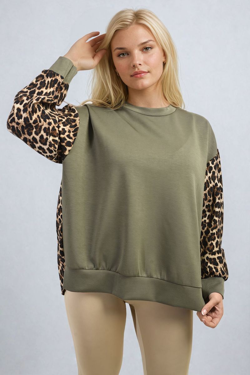 Leopard Print Long Sleeve Knitted Jumper