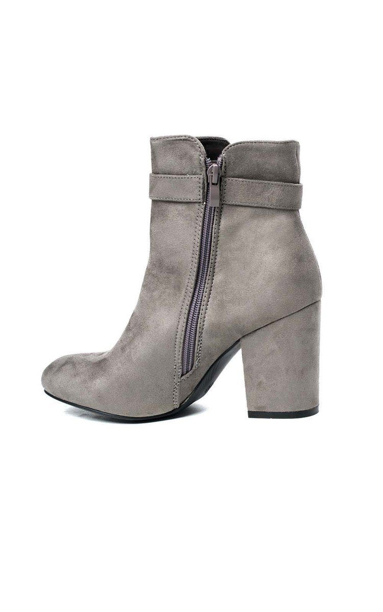 Buckle Faux Suede Ankle Boots