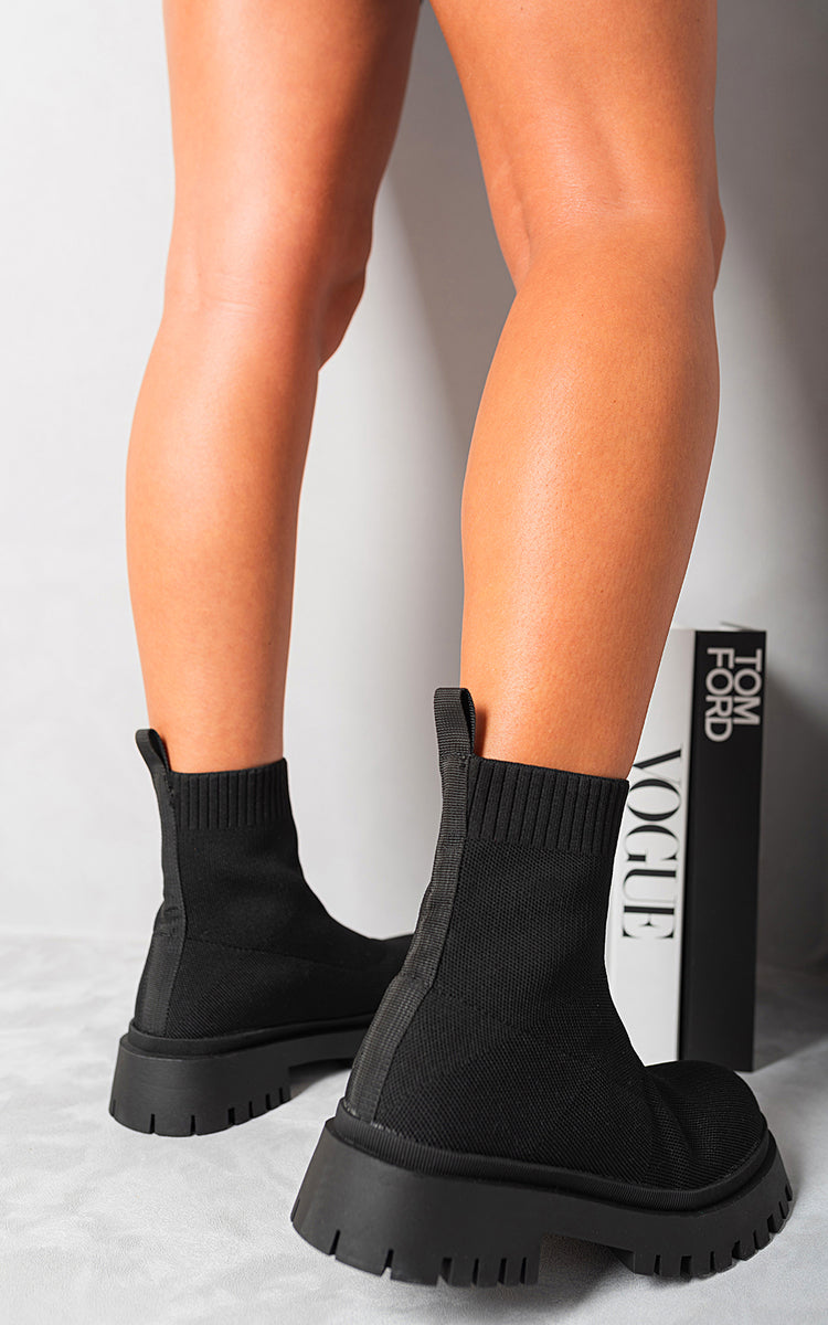 Chunky Sock Fit Ankle Boots