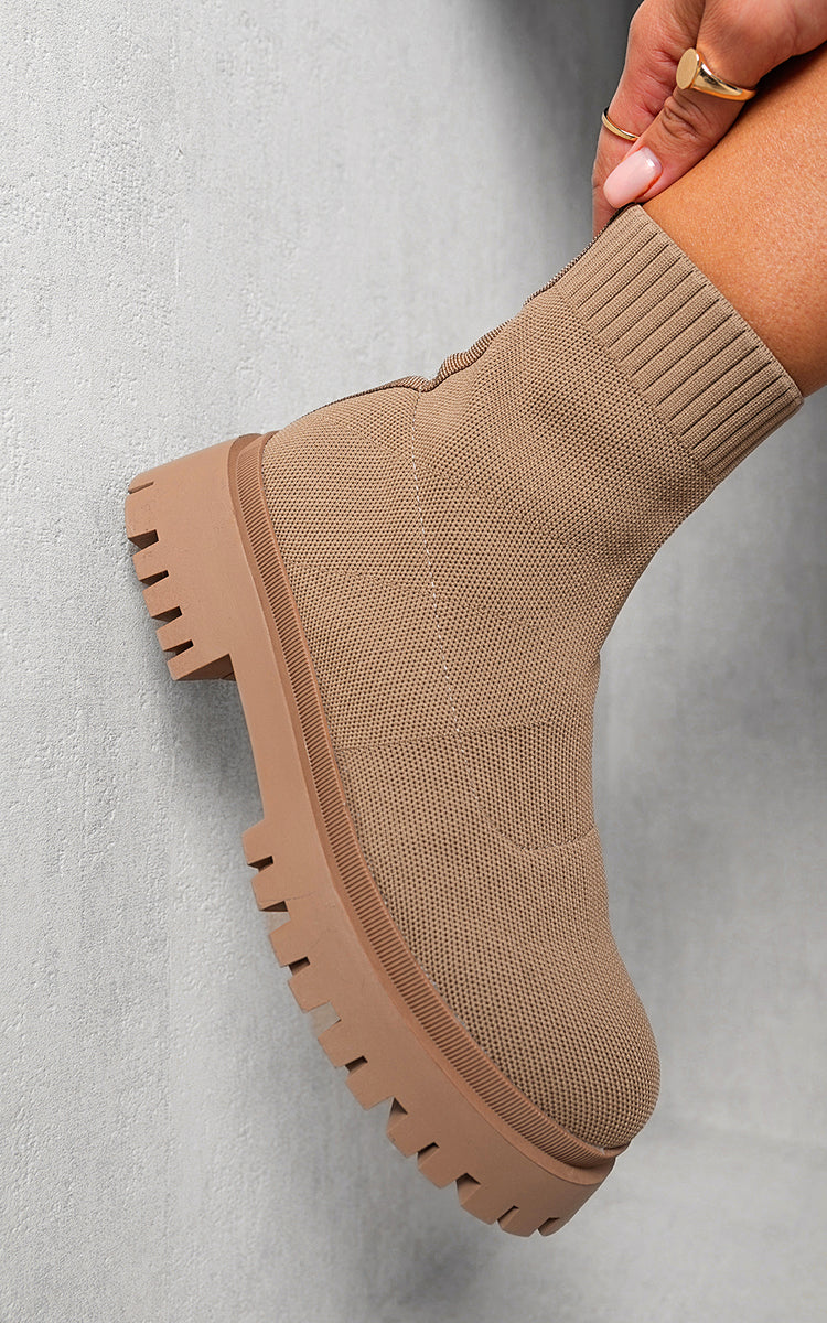 Chunky Sock Fit Ankle Boots