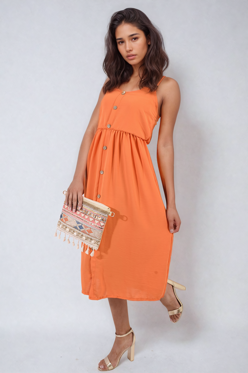 Button Front Strappy Midi Dress Sizes S/M M/L