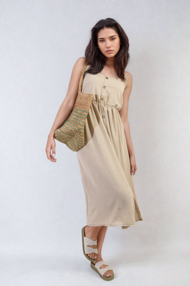 Button Front Strappy Midi Dress Sizes S/M M/L