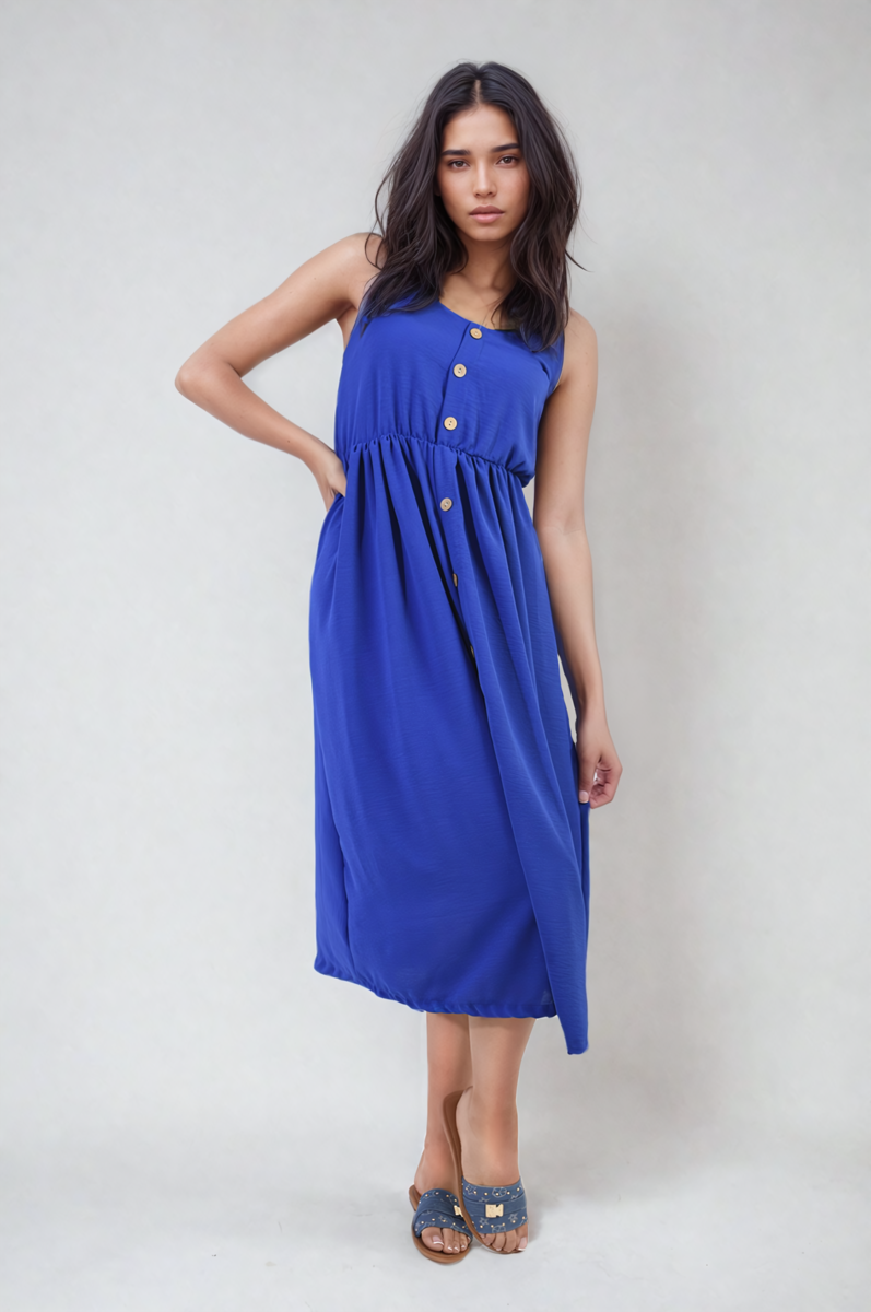 Button Front Strappy Midi Dress Sizes S/M M/L