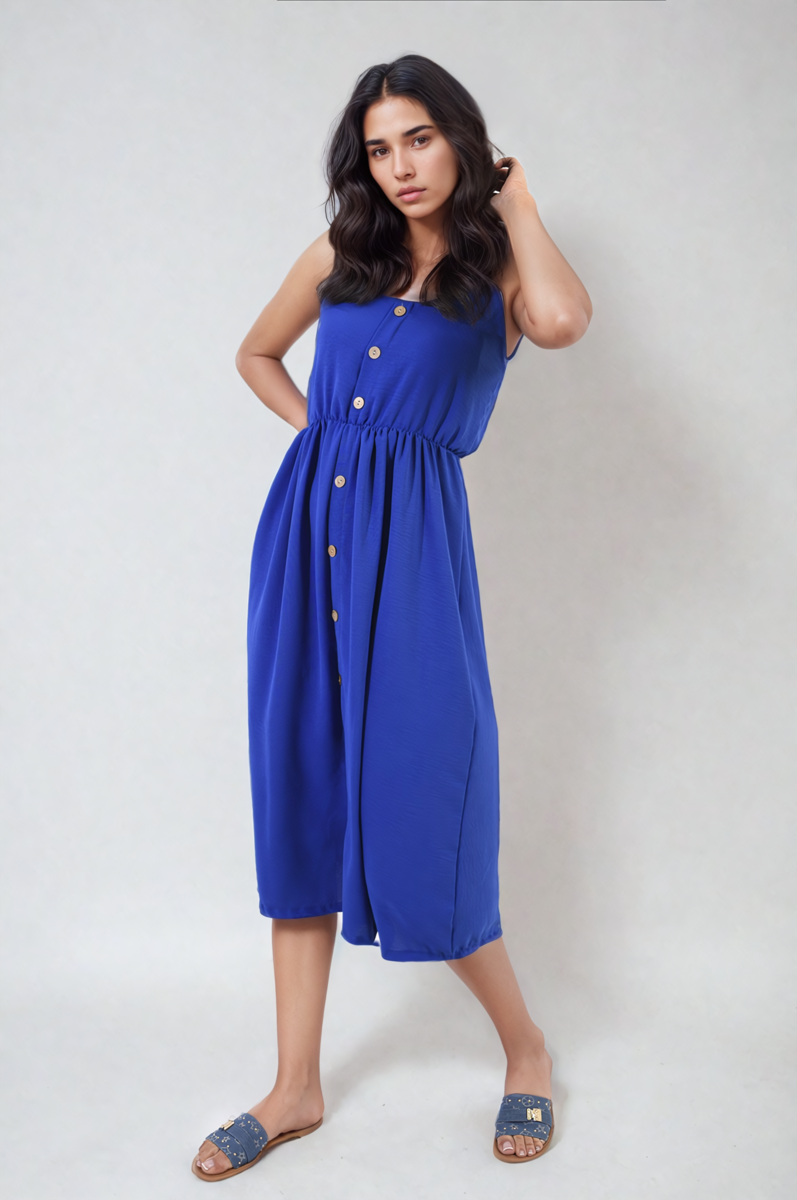 Button Front Strappy Midi Dress Sizes S/M M/L