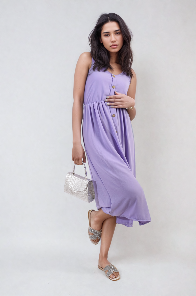 Button Front Strappy Midi Dress Sizes S/M M/L