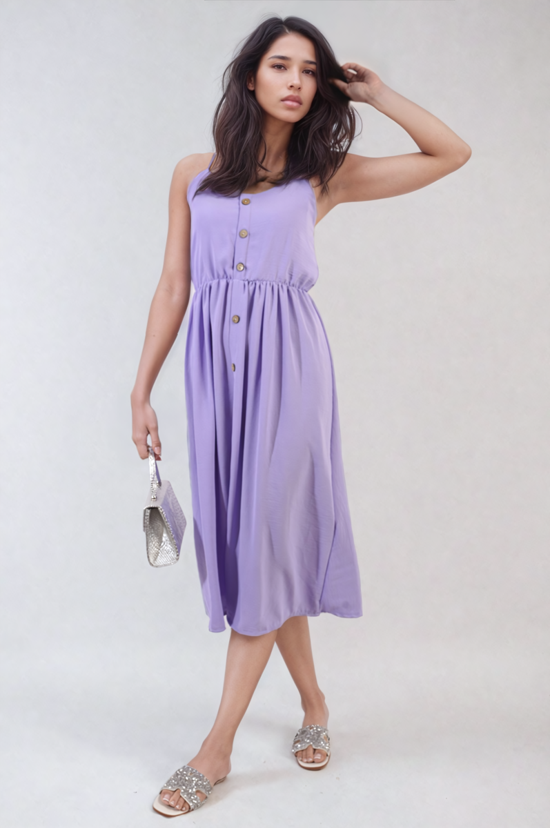 Button Front Strappy Midi Dress Sizes S/M M/L