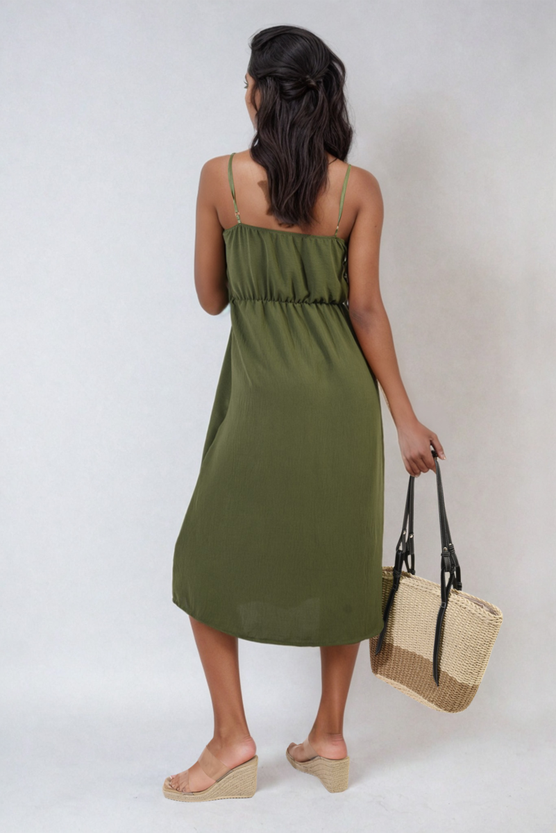 Button Front Strappy Midi Dress Sizes S/M M/L