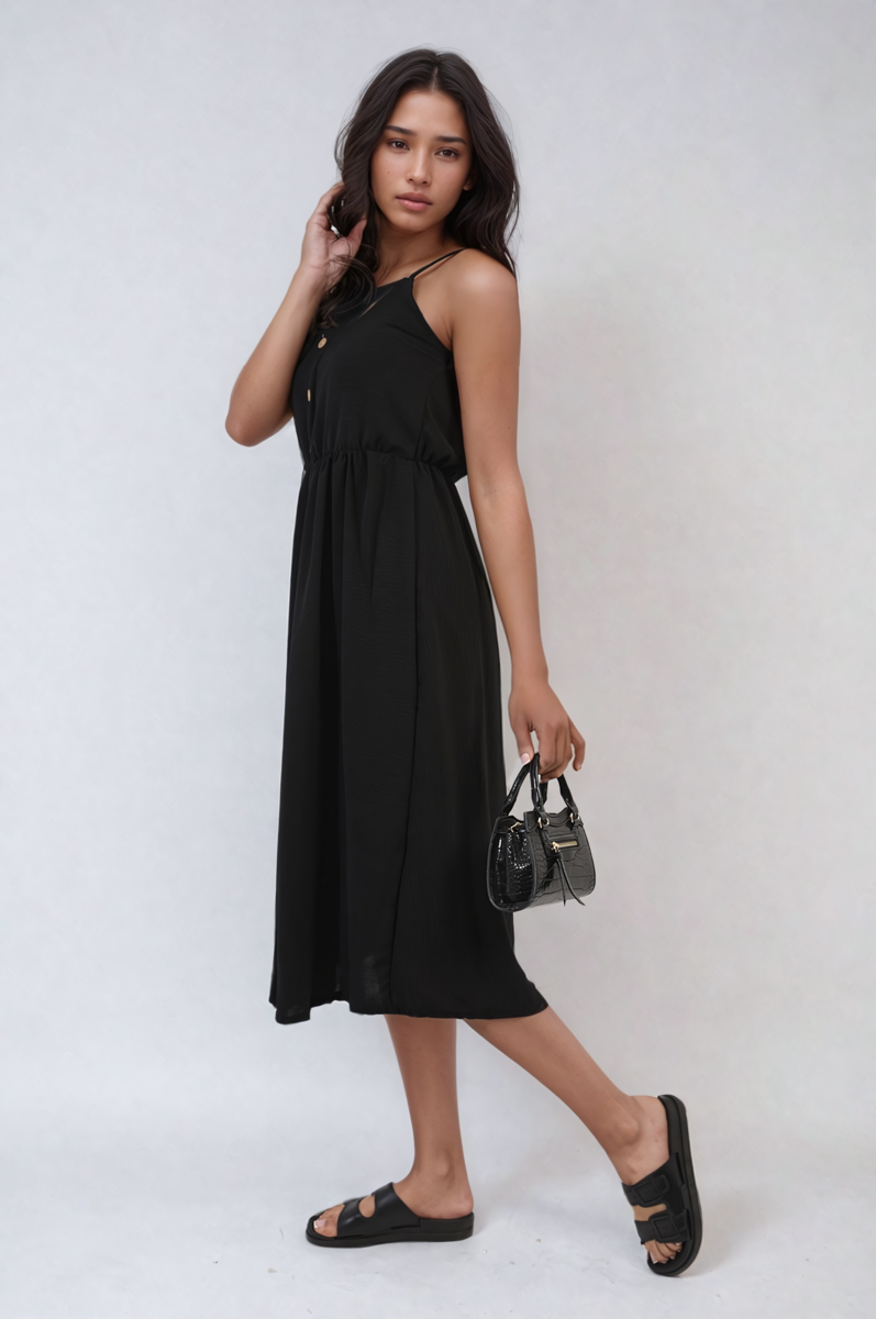 Button Front Strappy Midi Dress Sizes S/M M/L