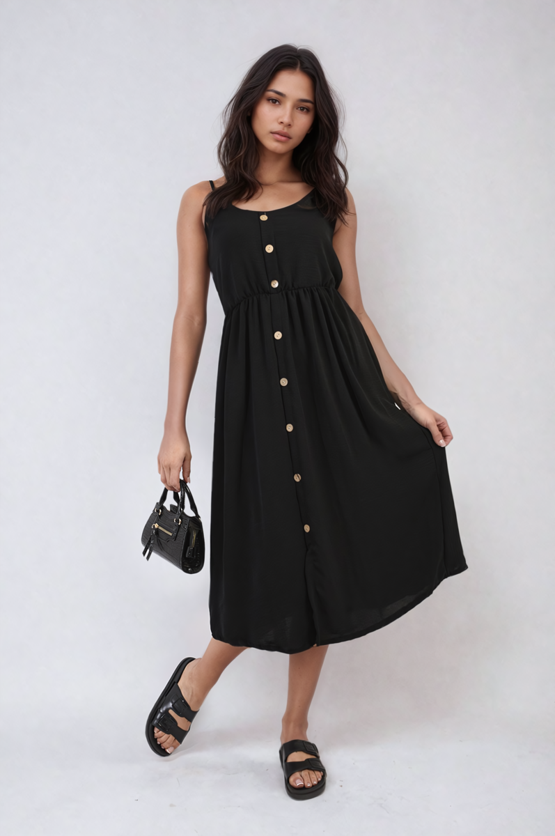 Button Front Strappy Midi Dress Sizes S/M M/L