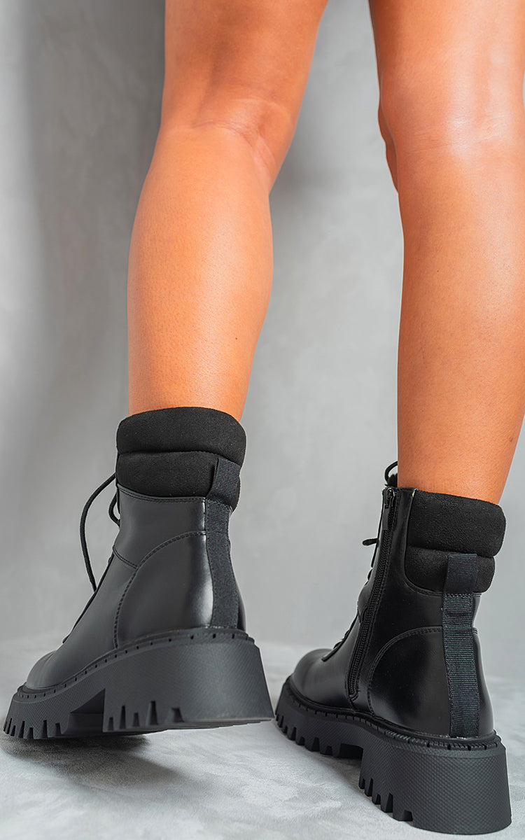 Chunky Lace Up Platform Ankle Boots