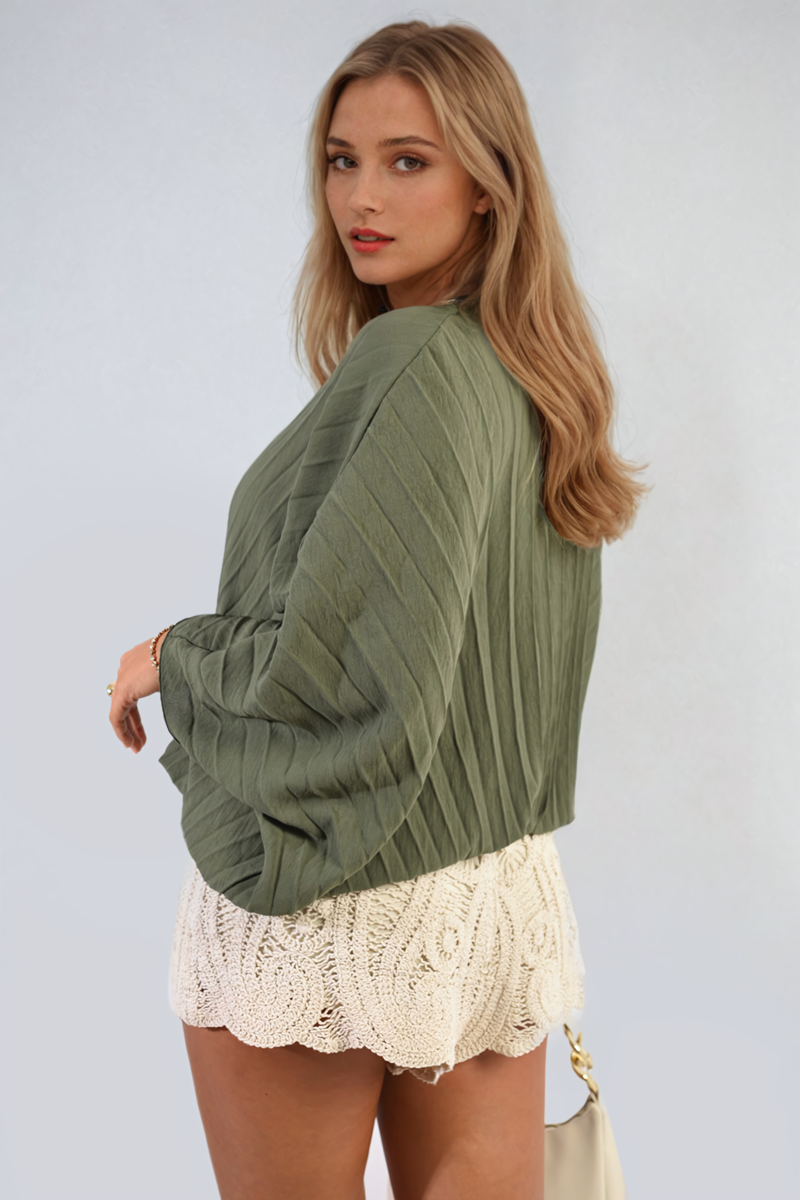 Batwing Oversized Pleated Top