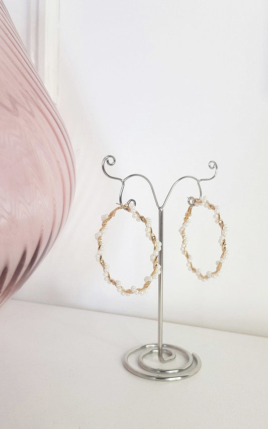 Pearl Spiral Hoop Earrings