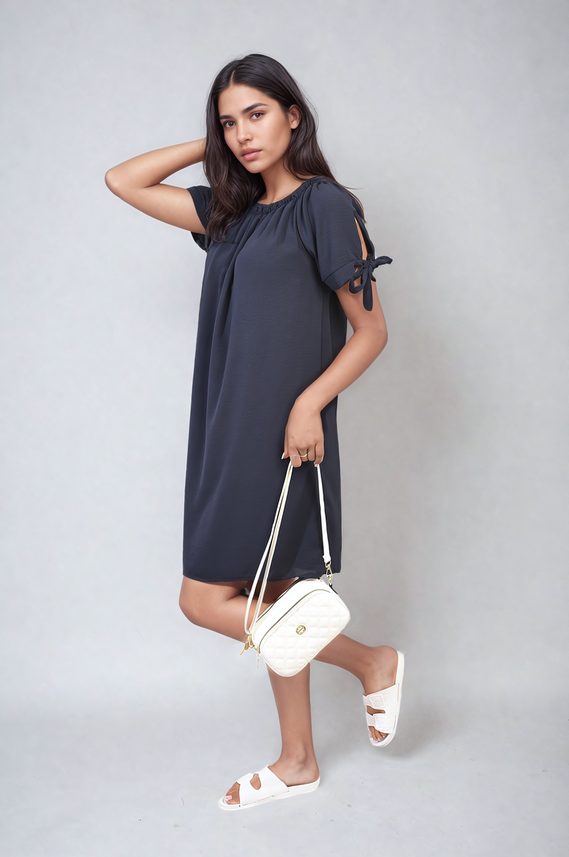 Knot Cuff Off Shoulder Mini Dress