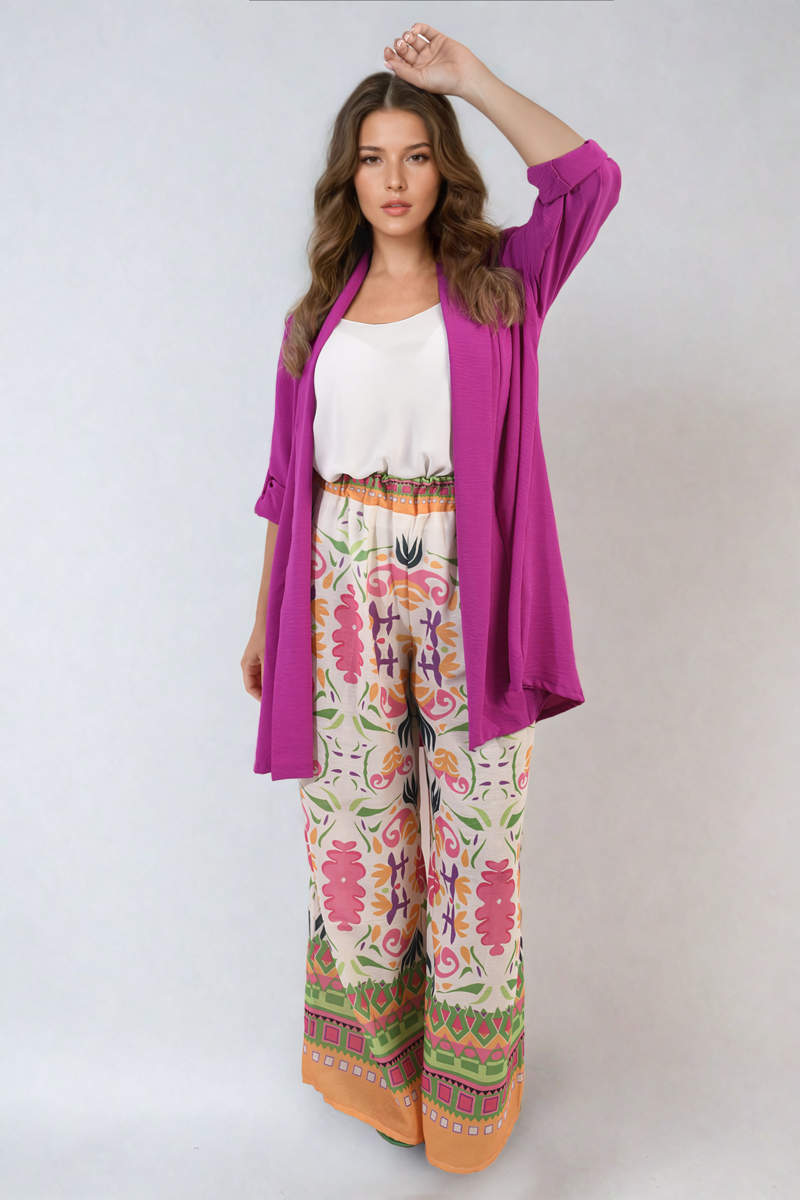 Open Front Roll Up Sleeve Cardigan