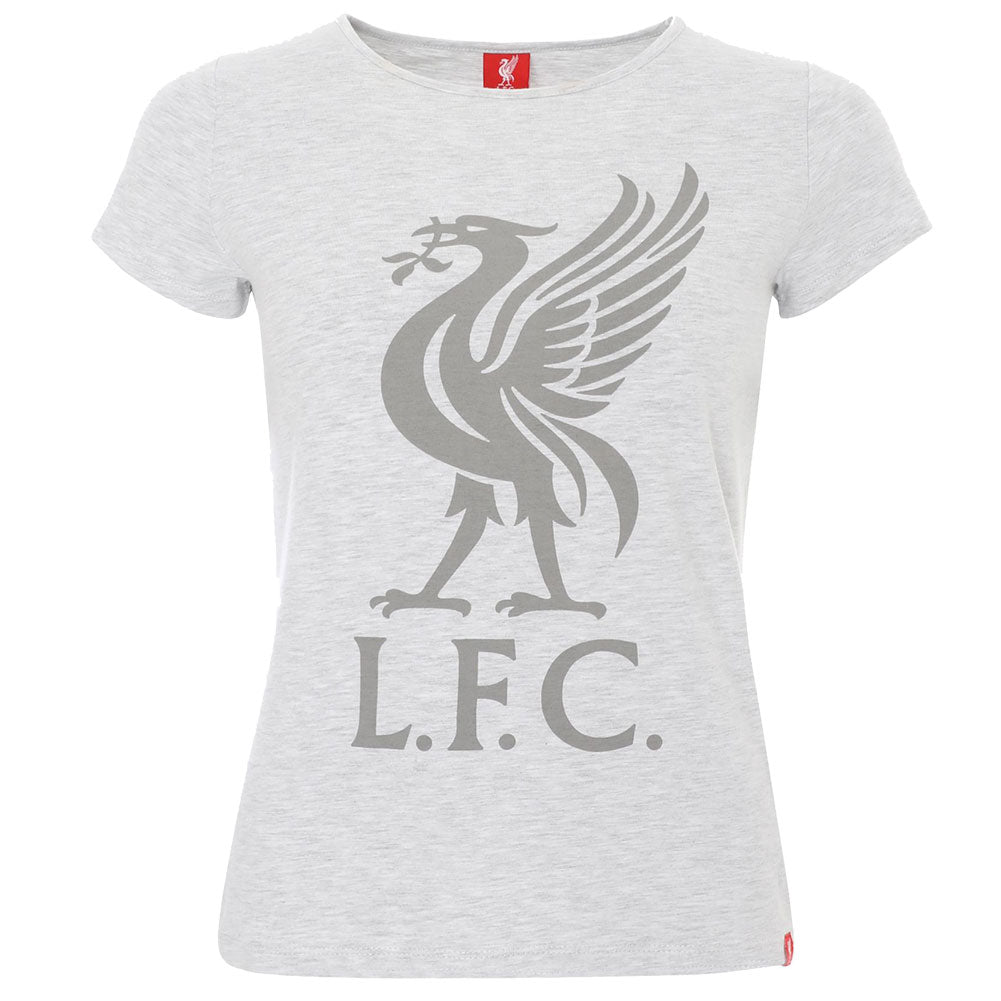 Liverpool FC Liverbird T Shirt Ladies Ice Marl 10