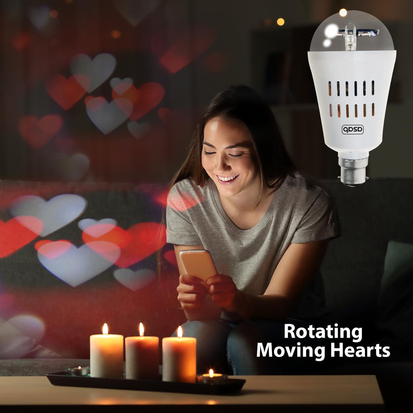 LED Projector Light Bulb Hearts