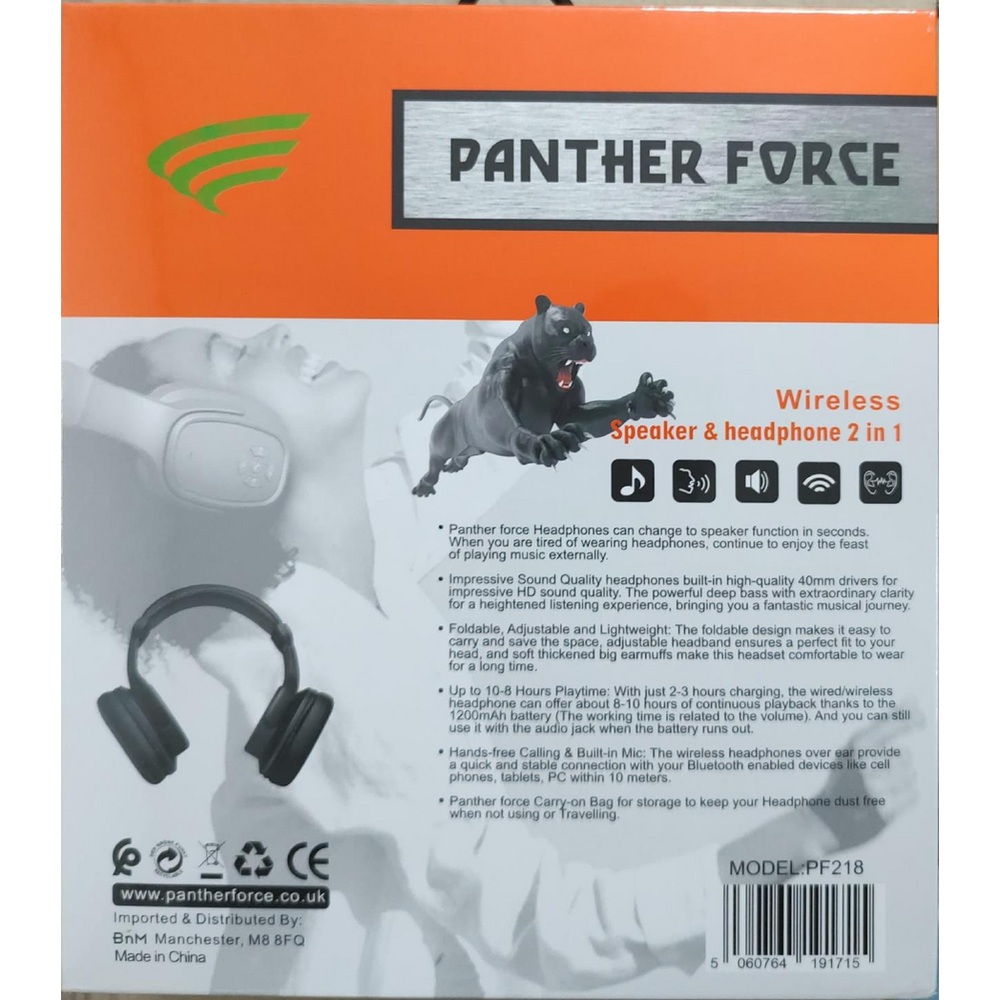 Panther Force Wireless Bluetooth Headphone + Twistout Speaker PF218