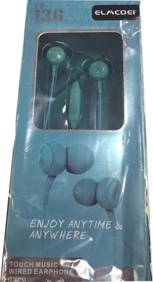 ELMCOEI Earphone Fashion and Comfortable for Iphone & Android EV136 Blue